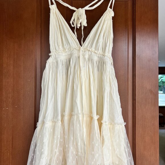 Women's Backless Bohemian Summer Shoulder Mini/Beach Dress (Vacation Casual) - Picture 2 of 4